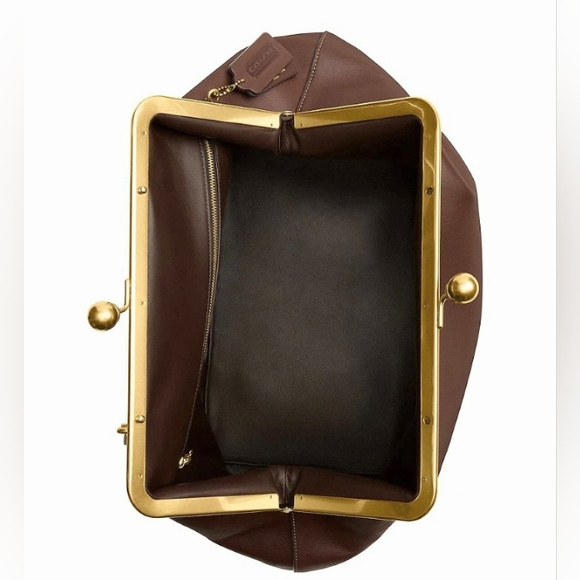 Coach Large Kisslock Frame Shoulder Clutch Bag, Brown - Picture 4 of 12